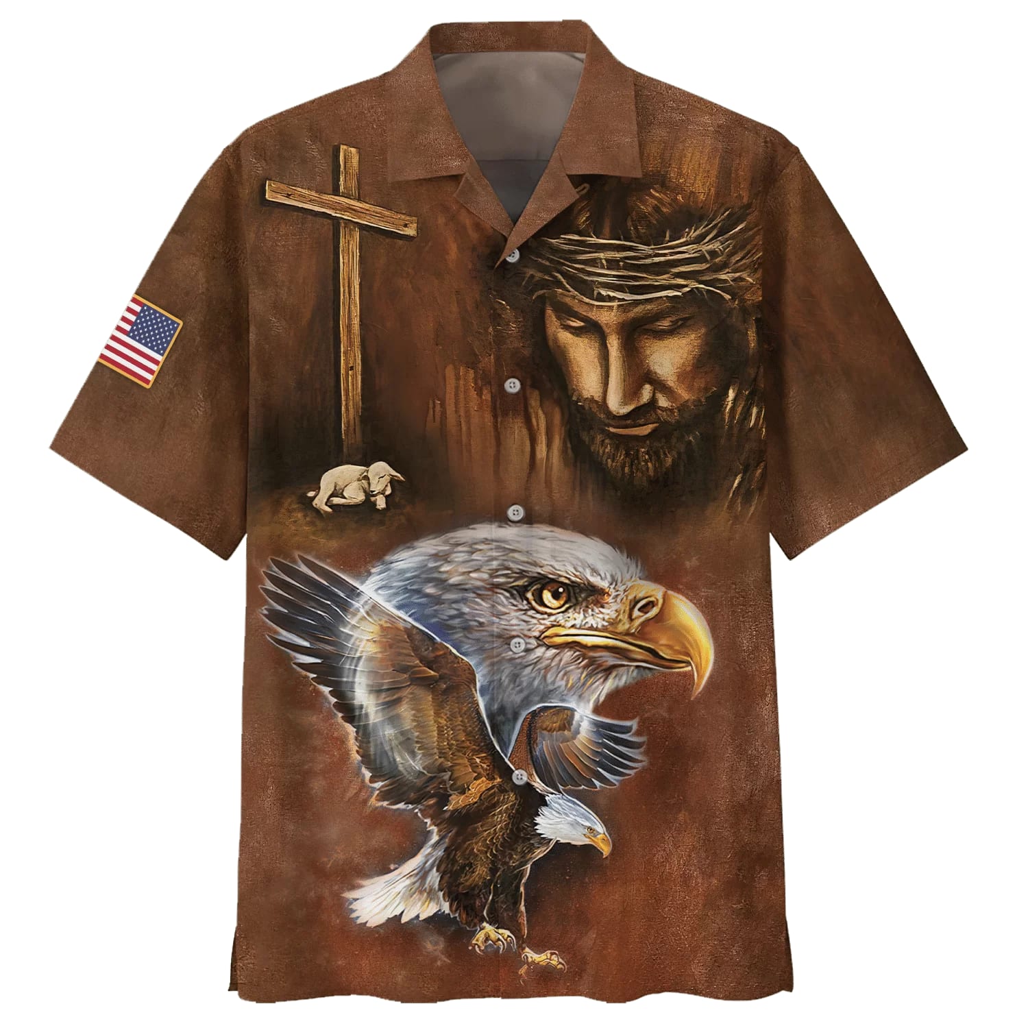 Jesus Patriotic Eagle Hawaiian Shirts - Christian Hawaiian Shirt - Jesus Hawaiian Shirts