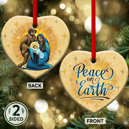 Jesus Peace On Earth Heart Ceramic Ornament - Christmas Ornament - Christmas Gift