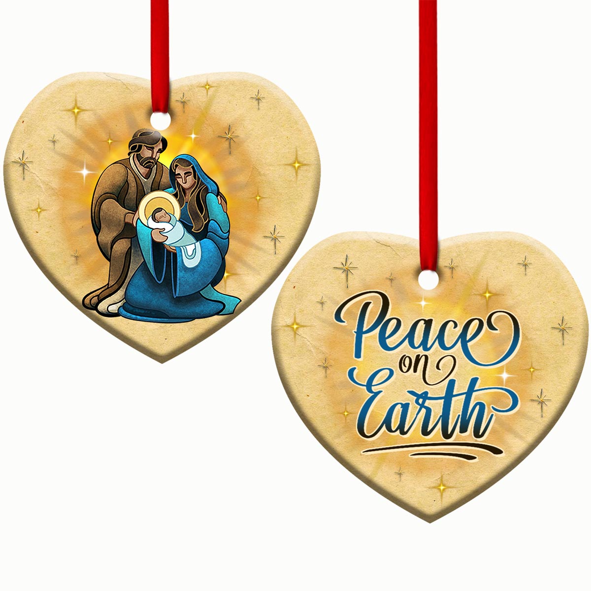 Jesus Peace On Earth Heart Ceramic Ornament - Christmas Ornament - Christmas Gift