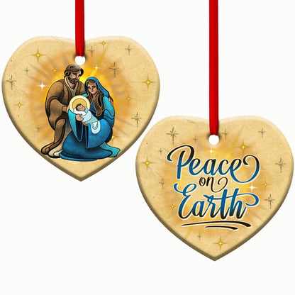 Jesus Peace On Earth Heart Ceramic Ornament - Christmas Ornament - Christmas Gift