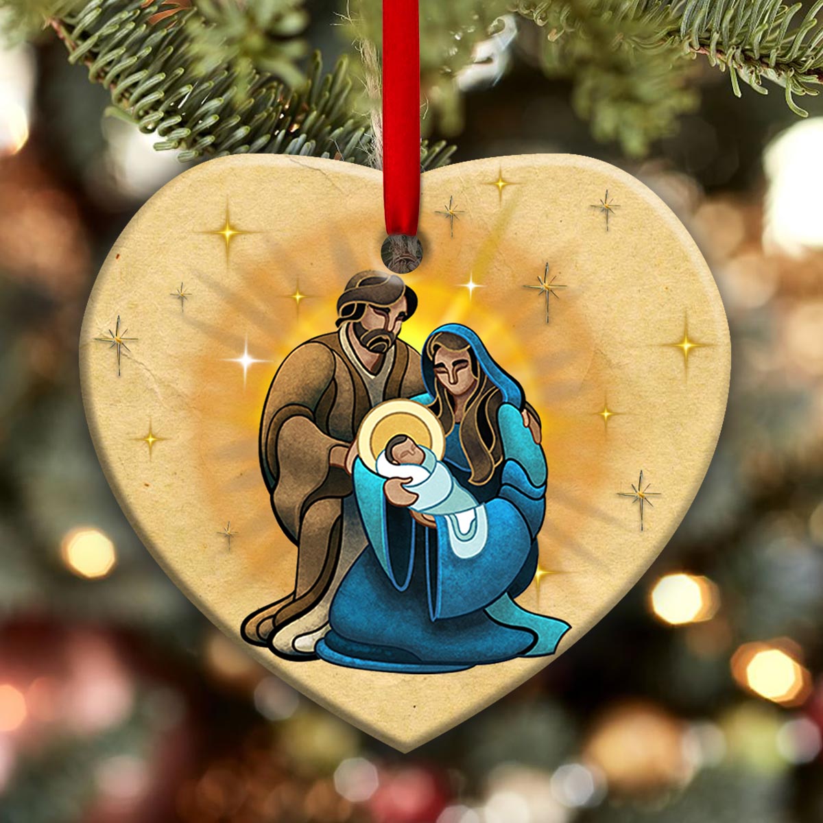 Jesus Peace On Earth Heart Ceramic Ornament - Christmas Ornament - Christmas Gift