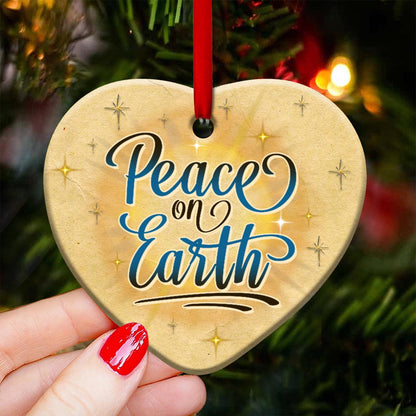 Jesus Peace On Earth Heart Ceramic Ornament - Christmas Ornament - Christmas Gift