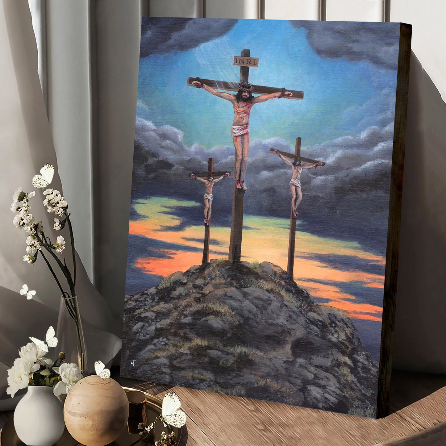 Jesus Picture Cross Canvas Picture - Jesus Christ Canvas Art - Christian Wall Canvas