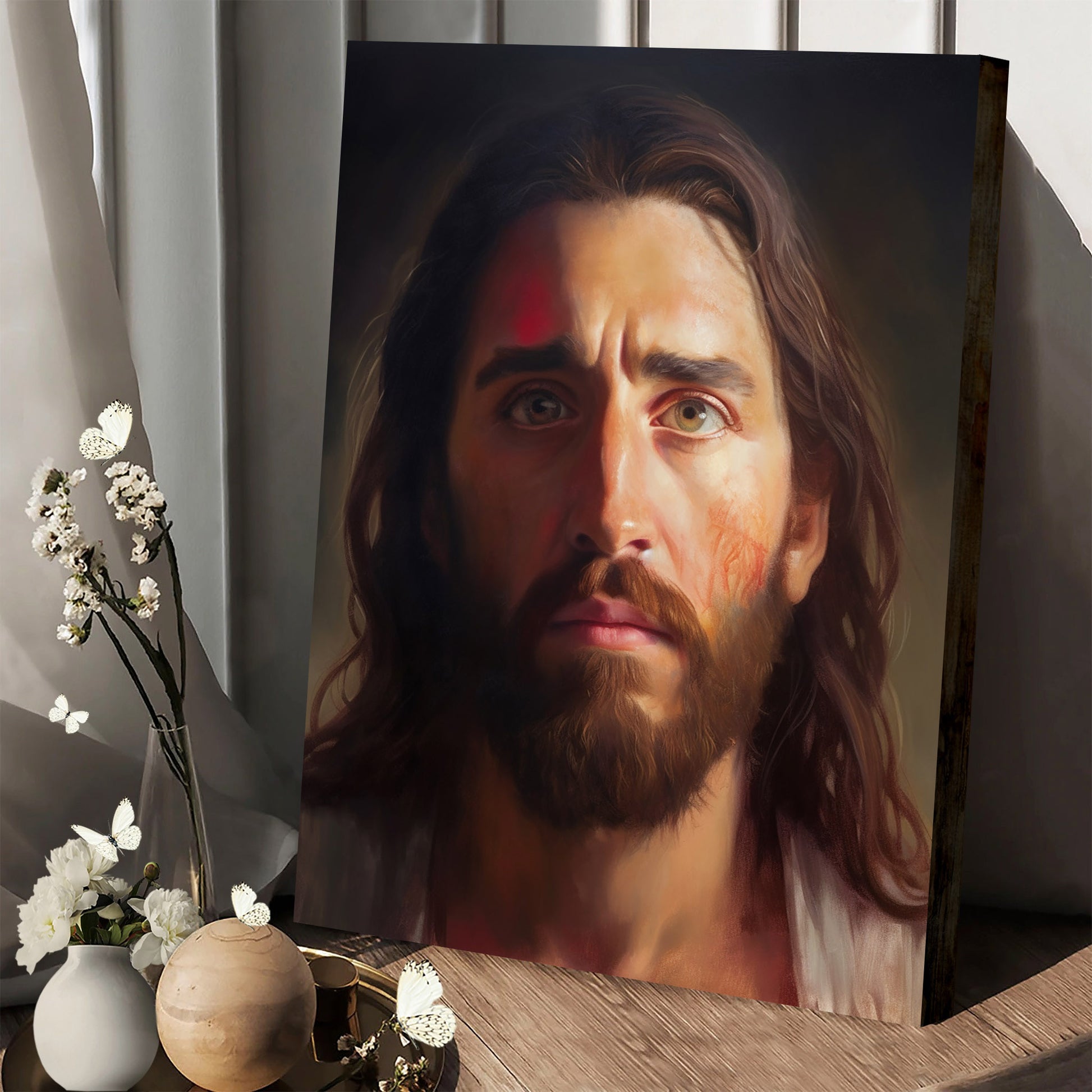 Jesus Portrait - Canvas Pictures - Jesus Christ Canvas - Christian Wall Art