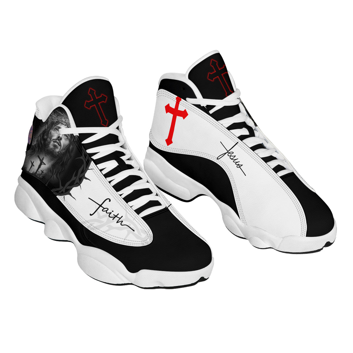 Jesus Portrait Art And Faith Basketball Shoes For Men Women - Christian Shoes - Jesus Shoes - Unisex Basketball Shoes