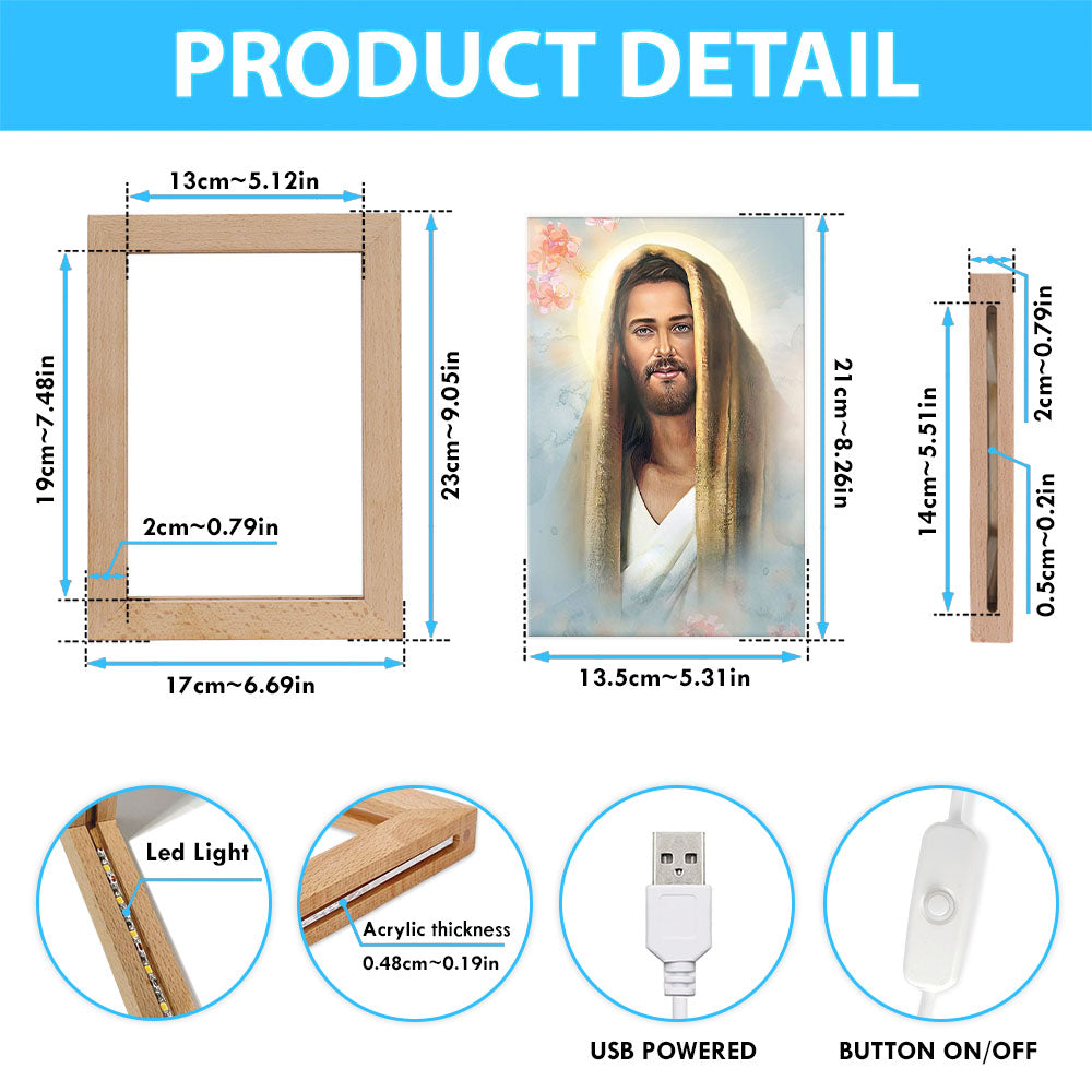 Jesus Portrait Frame Lamp - Jesus Art Prints - Jesus Art - Christian Home Decor