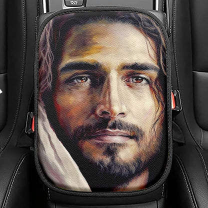 Jesus Portrait Seat Box Cover, Jesus Car Center Console Cover, Christian Car Interior Accessories 4