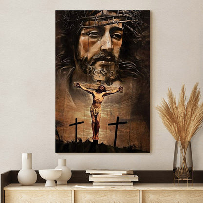 Jesus Portrait The Life Of Jesus Wooden Cross Canvas Pictures - Jesus Canvas Painting - Christian Canvas Prints