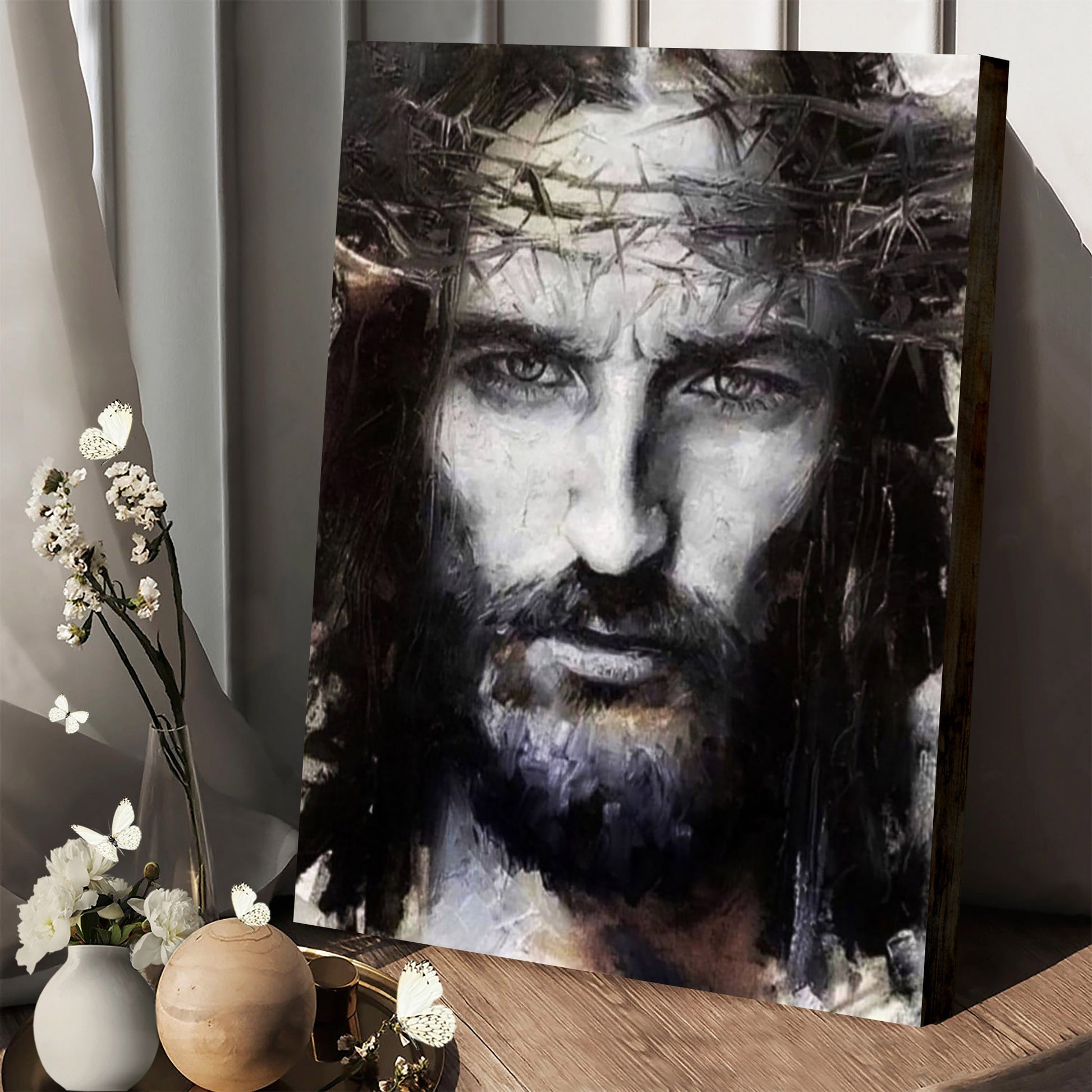 Jesus Portrait Wall Art - Canvas Pictures - Jesus Canvas Art - Christian Wall Art