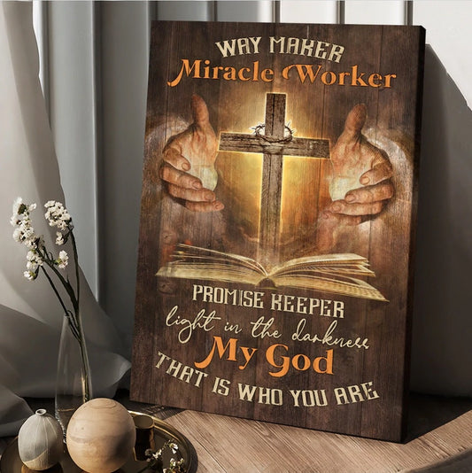 Jesus Pray For Healing Cross Bible Way Maker Miracle Worker Canvas Wall Art - Christian Wall Posters - Religious Wall Decor