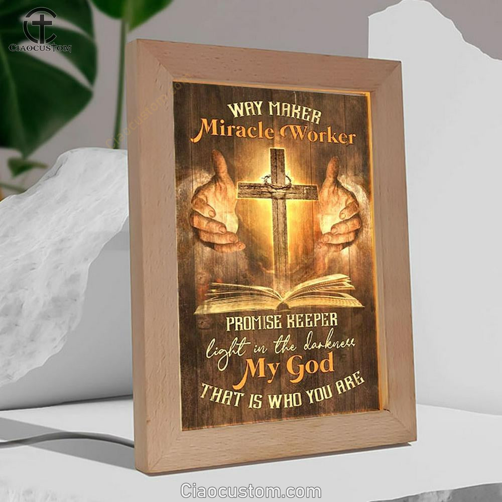 Jesus, Pray For Healing, Cross, Bible, Way Maker Miracle Worker Frame Lamp