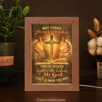Jesus, Pray For Healing, Cross, Bible, Way Maker Miracle Worker Frame Lamp