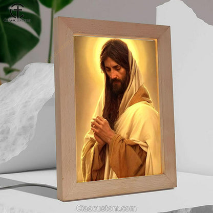 Jesus Pray Frame Lamp Pictures - Christian Wall Art - Jesus Frame Lamp Art