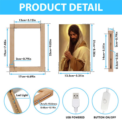 Jesus Pray Frame Lamp Pictures - Christian Wall Art - Jesus Frame Lamp Art