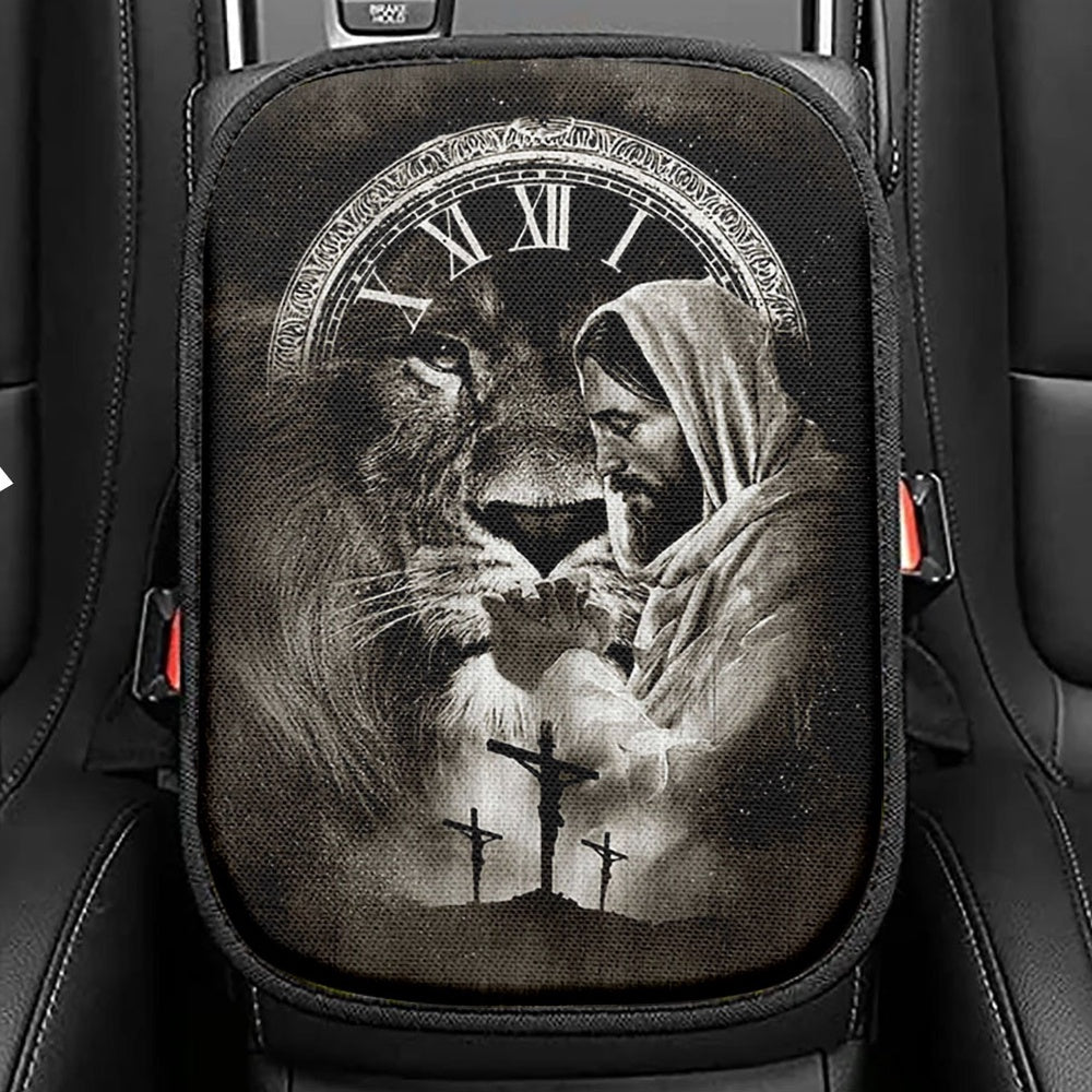 Jesus Pray Seat Box Cover, Christian Car Center Console Cover, Jesus Car Interior Accessories