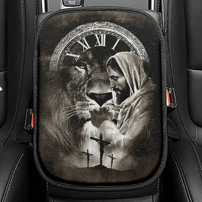 Jesus Pray Seat Box Cover, Christian Car Center Console Cover, Jesus Car Interior Accessories