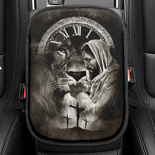 Jesus Pray Seat Box Cover, Christian Car Center Console Cover, Jesus Car Interior Accessories