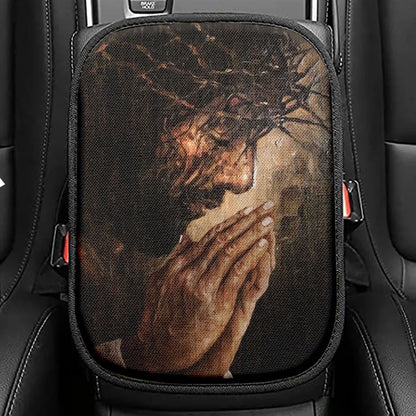 Jesus Prayer Crown Of Thorns Car Center Console Cover, Christian Armrest Seat Cover, Bible Seat Box Cover