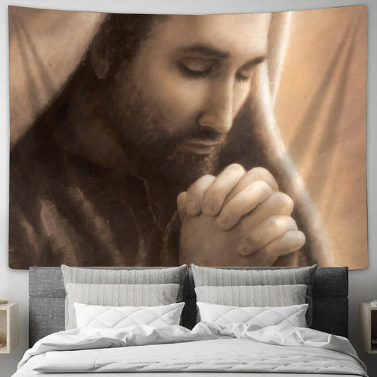 Jesus Prayer Tapestry - In Humility Tapestry Christian - Jesus Pictures - Christian Wall Tapestry