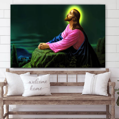 Jesus Praying - Jesus Canvas Wall Art - Christian Wall Art