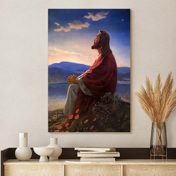 Jesus Praying Canvas Picture - Jesus Christ Canvas Art - Christian Wall Canvas