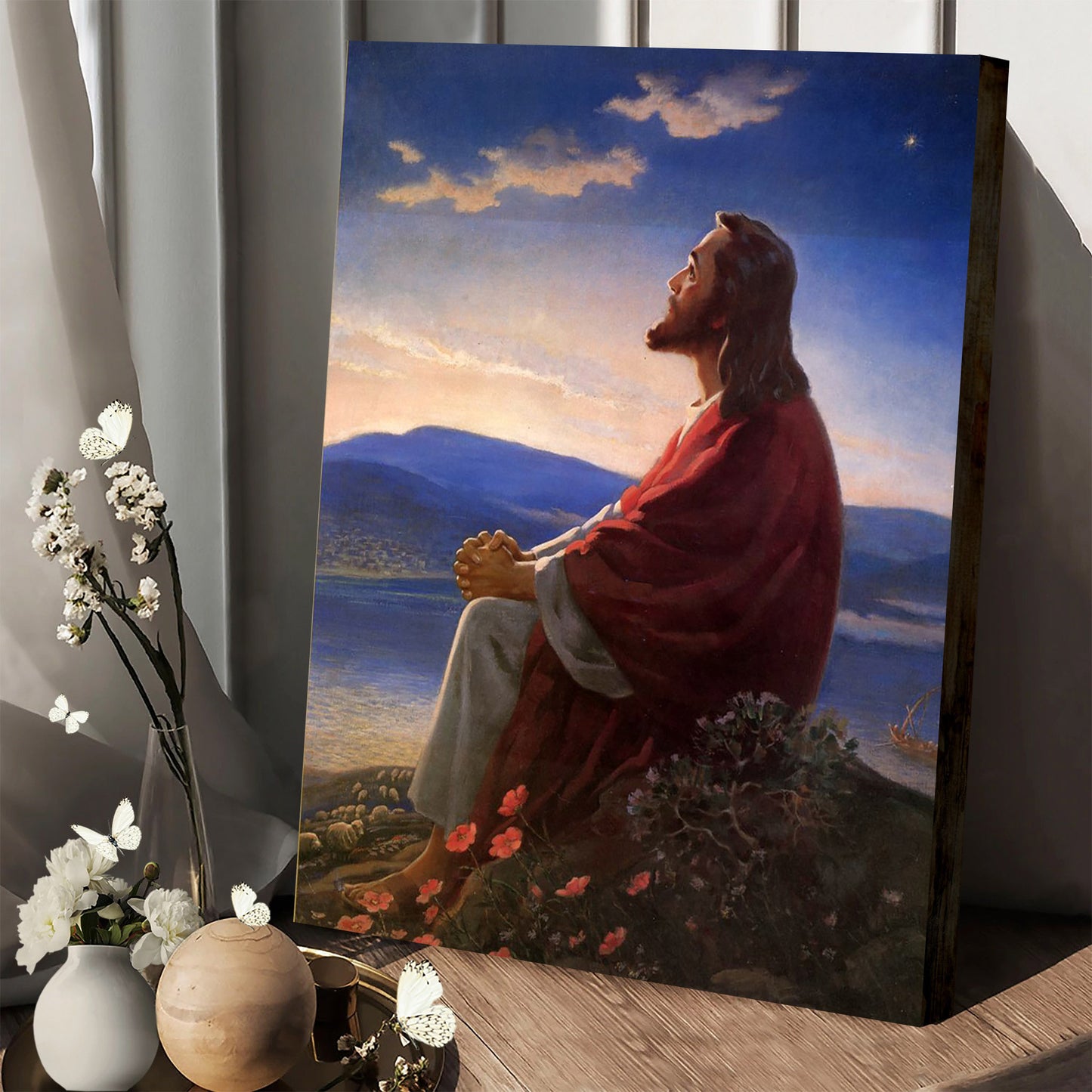 Jesus Praying Canvas Picture - Jesus Christ Canvas Art - Christian Wall Canvas