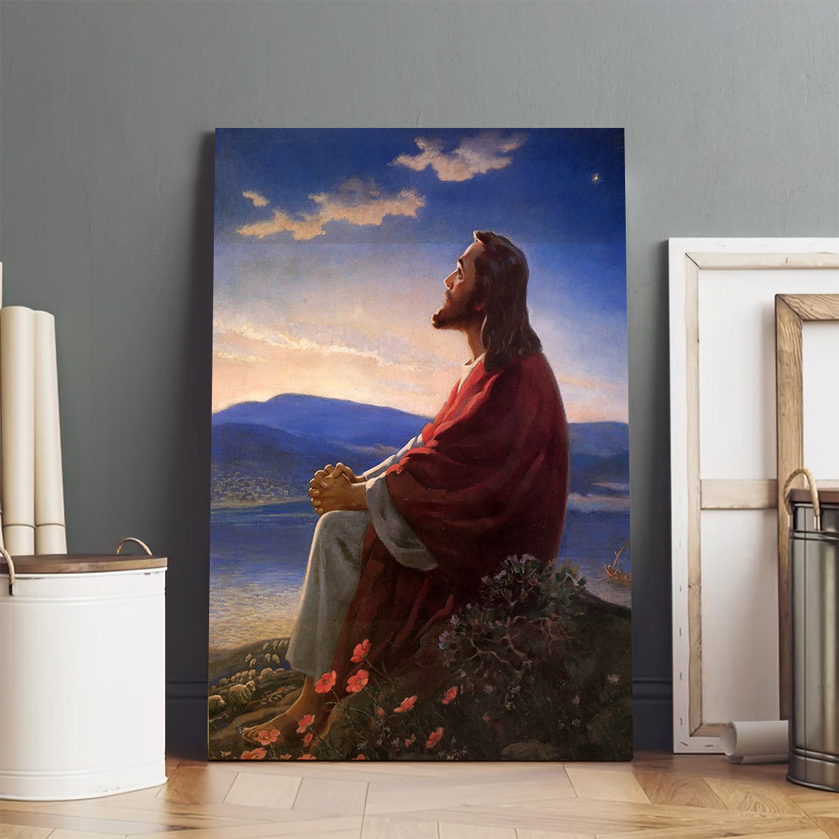 Jesus Praying Canvas Picture - Jesus Christ Canvas Art - Christian Wall Canvas