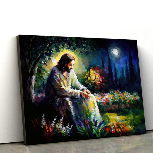 Jesus Praying Garden - Canvas Pictures - Jesus Canvas Art - Christian Wall Art