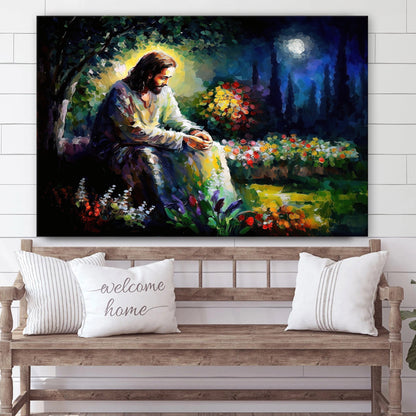 Jesus Praying Garden - Canvas Pictures - Jesus Canvas Art - Christian Wall Art
