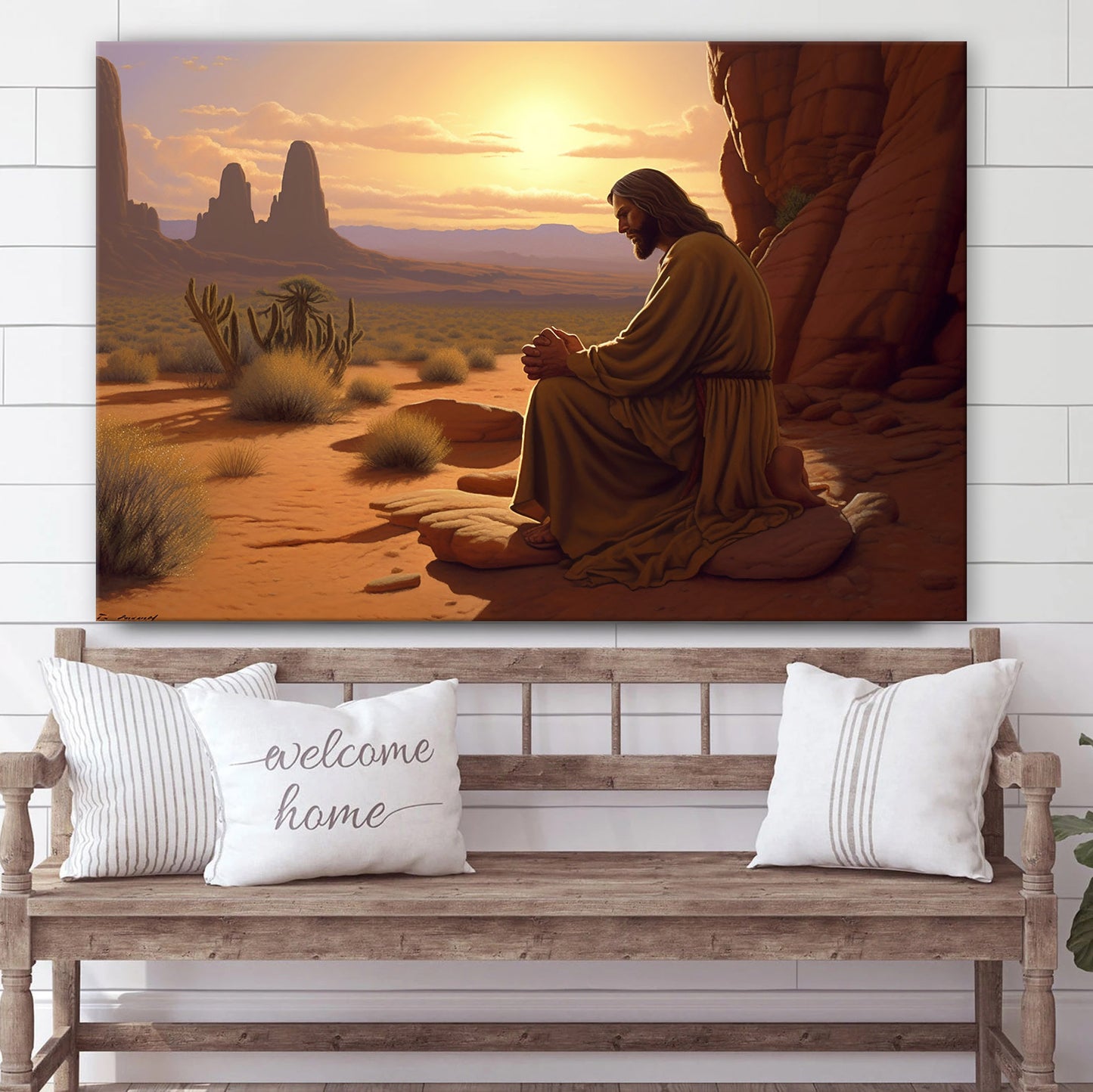 Jesus Praying In The Desert - Canvas Picture - Jesus Christ Canvas - Christian Wall Art