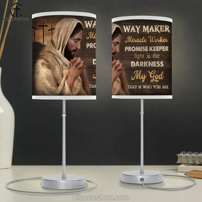 Jesus Praying Way Maker Miracle Worker Table Lamp