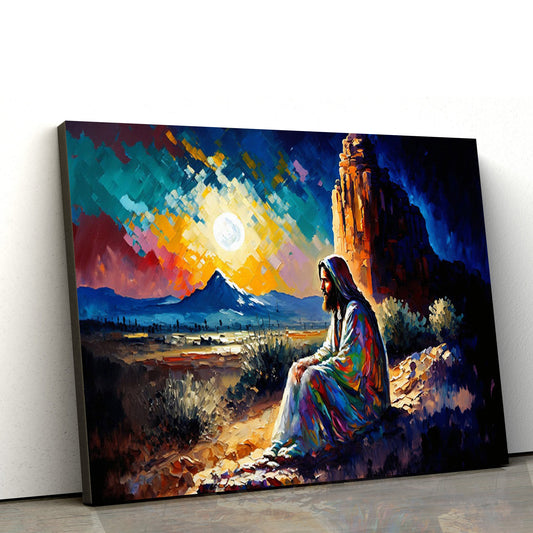 Jesus Prays In The Arizona Desert Canvas Pictures - Jesus Christ Canvas Art - Christian Wall Canvas
