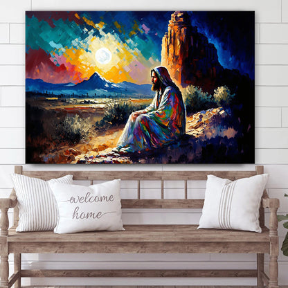 Jesus Prays In The Arizona Desert Canvas Pictures - Jesus Christ Canvas Art - Christian Wall Canvas