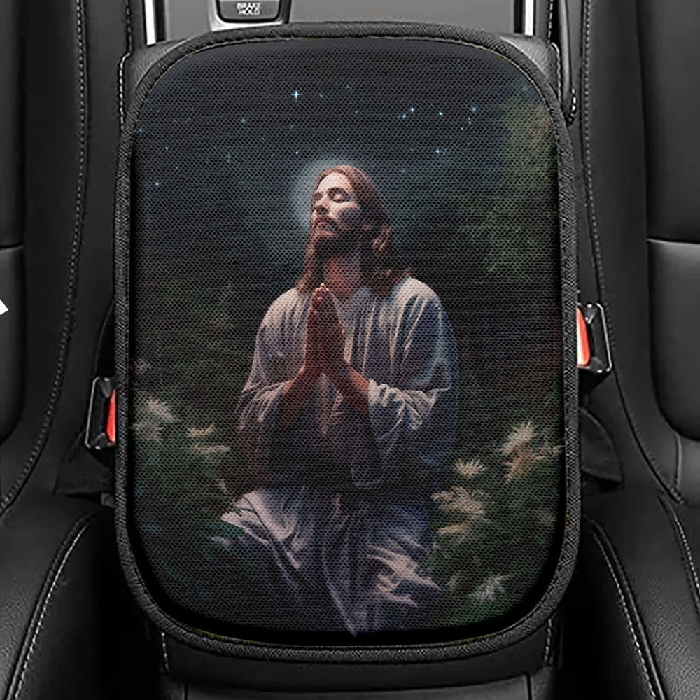 Jesus Prays In The Gethsemane Seat Box Cover, Jesus Car Center Console Cover, Christian Car Interior Accessories