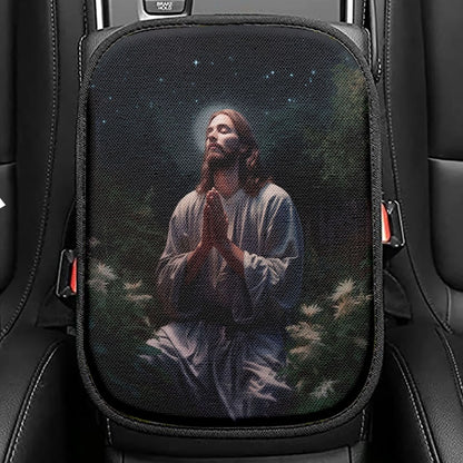 Jesus Prays In The Gethsemane Seat Box Cover, Jesus Car Center Console Cover, Christian Car Interior Accessories