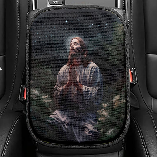 Jesus Prays In The Gethsemane Seat Box Cover, Jesus Car Center Console Cover, Christian Car Interior Accessories