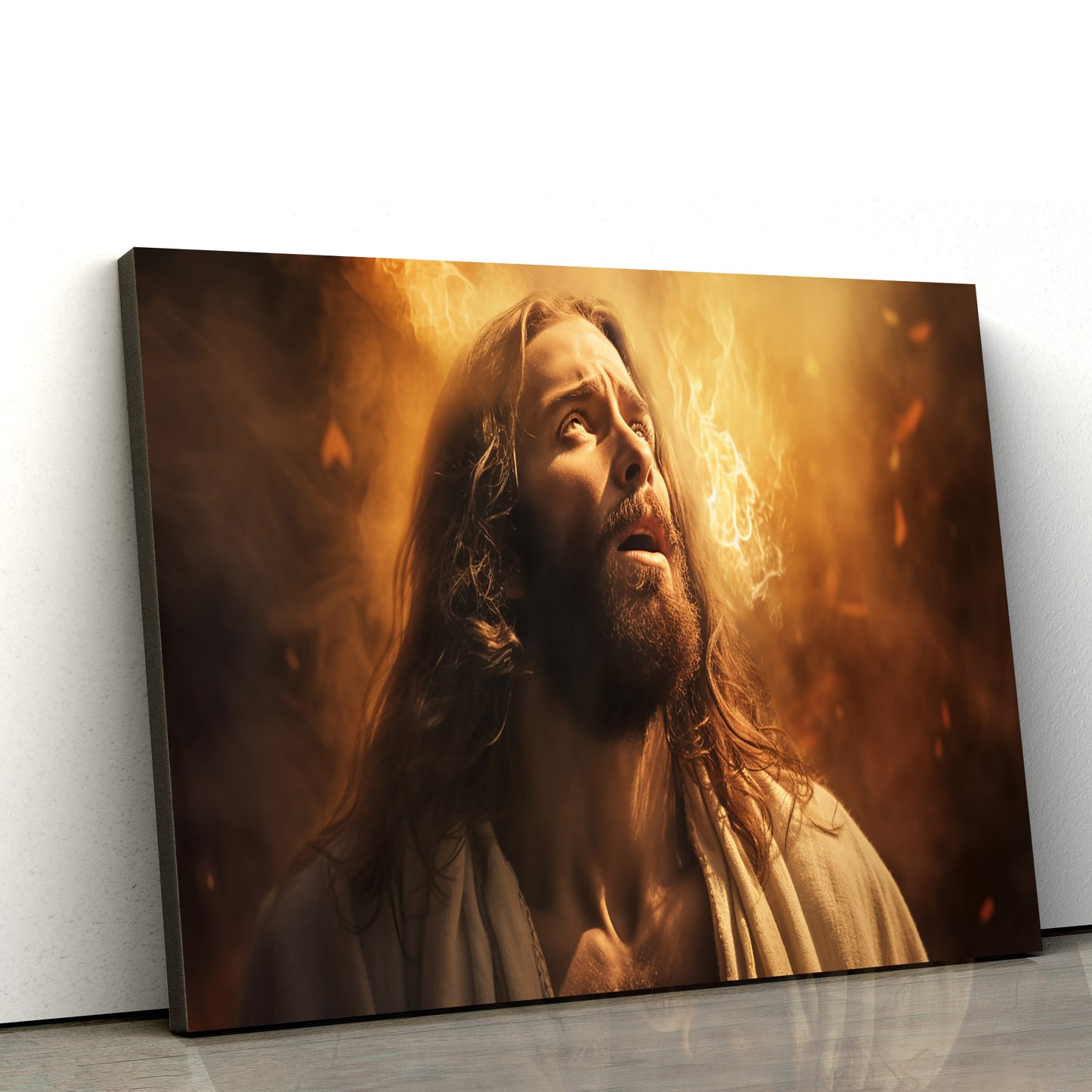 Jesus Preparing To Face The Sun Surrounded By Fire - Canvas Picture - Jesus Christ Canvas - Christian Wall Art