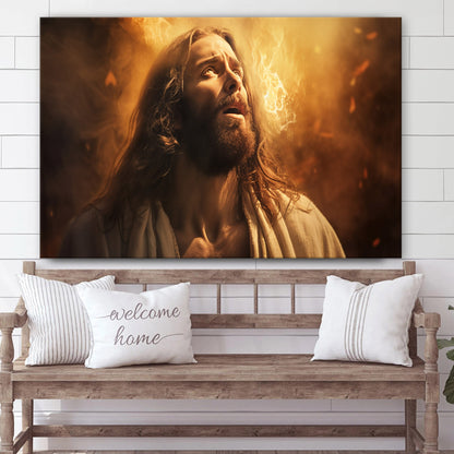 Jesus Preparing To Face The Sun Surrounded By Fire - Canvas Picture - Jesus Christ Canvas - Christian Wall Art