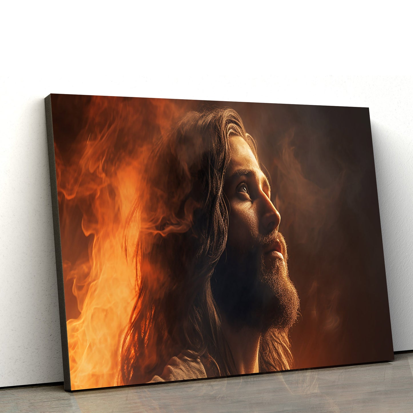 Jesus Preparing To Face The Sun Surrounded By Fire 2 - Canvas Picture - Jesus Christ Canvas - Christian Wall Art