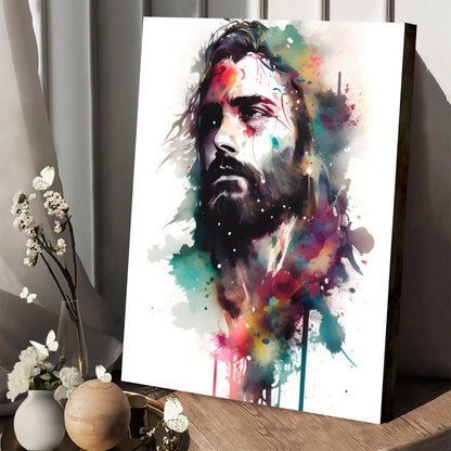 Jesus Printable Watercolor Wall Art Watercolor Jesus Portrait - Jesus Canvas Art - Christian Wall Canvas