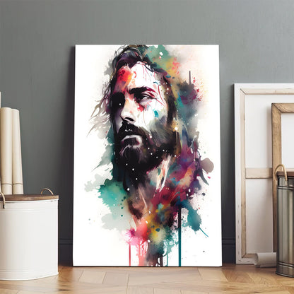 Jesus Printable Watercolor Wall Art Watercolor Jesus Portrait - Jesus Canvas Art - Christian Wall Canvas