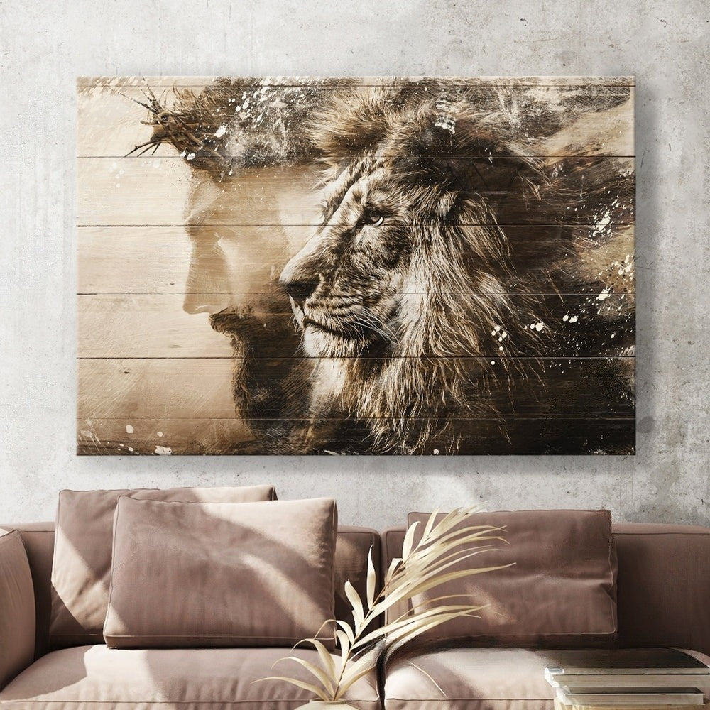 Jesus Profile Lion Of Judah Canvas Wall Art - Jesus Canvas Pictures - Christian Wall Posters