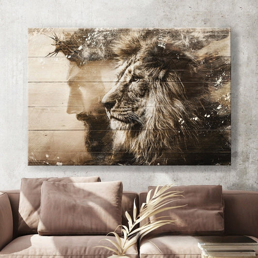 Jesus Profile Lion Of Judah Canvas Wall Art - Jesus Canvas Pictures - Christian Wall Posters