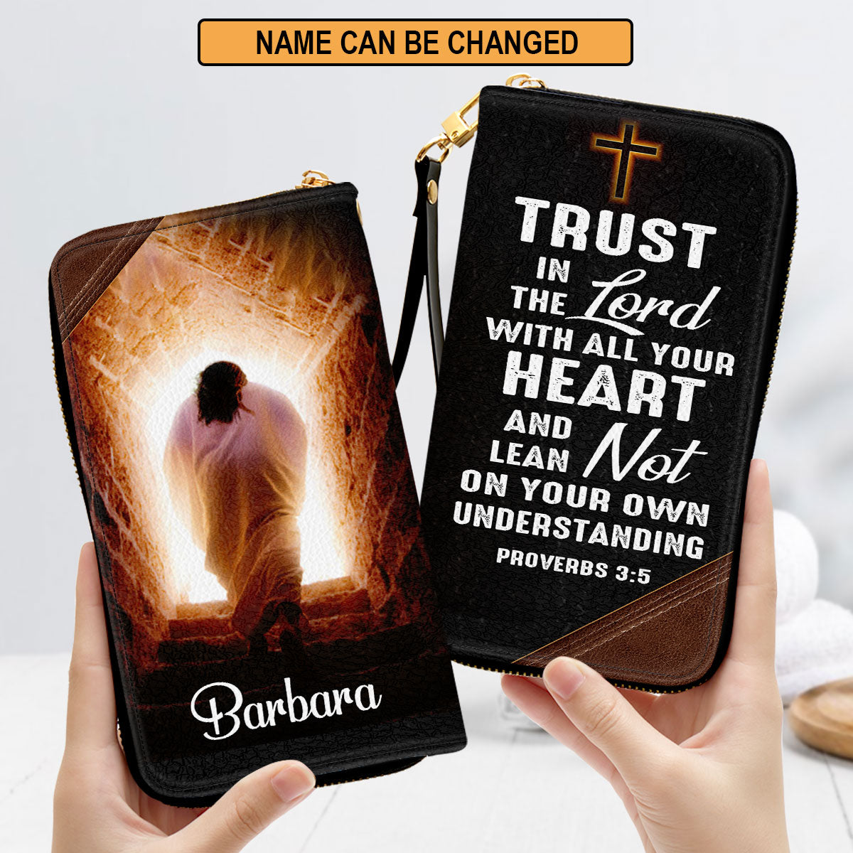 Jesus Proverbs 35 Trust In The Lord With All Your Heart Spiritual Gift Faith For Women Clutch Purse For Women - Personalized Name