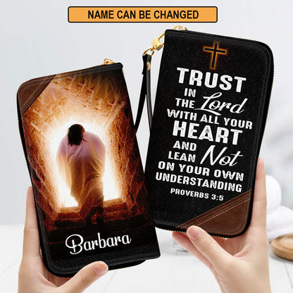 Jesus Proverbs 35 Trust In The Lord With All Your Heart Spiritual Gift Faith For Women Clutch Purse For Women - Personalized Name