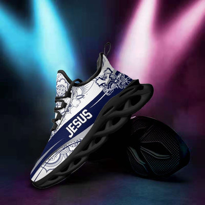 Jesus Purple Yezy Running Sneakers Max Soul Shoes - Christian Shoes For Men And Women