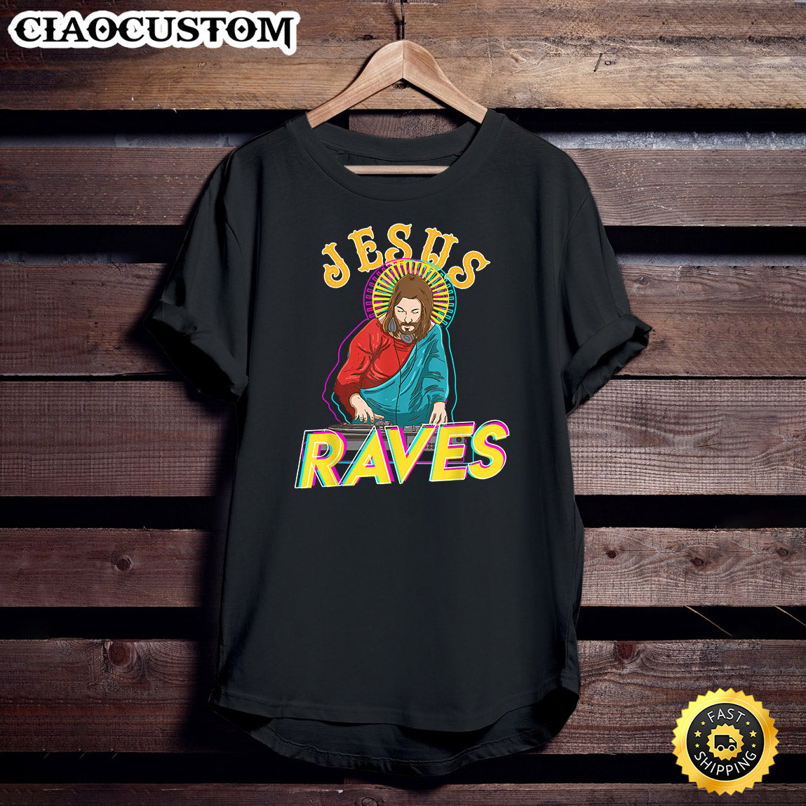 Jesus Raves Funny Edm Music Festival Party Christian Dj Gift T-Shirt - Christian Shirt