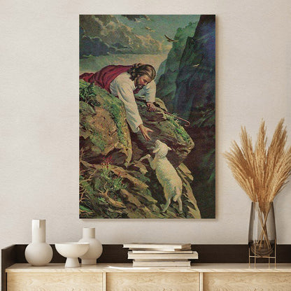 Jesus Reaching For A Lost Sheep Canvas Prints - Jesus Christ Art - Christian Canvas Wall Decor