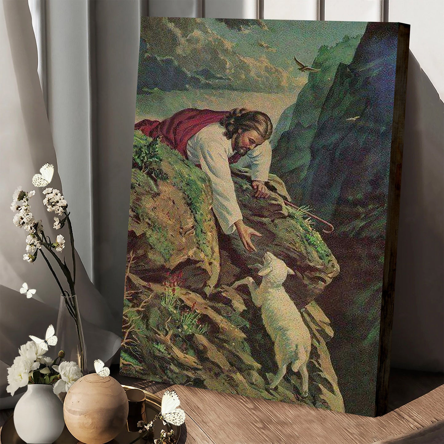 Jesus Reaching For A Lost Sheep Canvas Prints - Jesus Christ Art - Christian Canvas Wall Decor