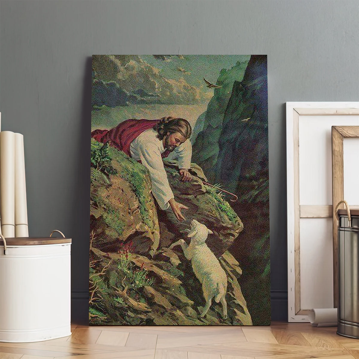 Jesus Reaching For A Lost Sheep Canvas Prints - Jesus Christ Art - Christian Canvas Wall Decor